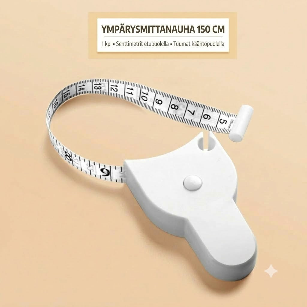 Automaattisesti kelautuva 3D-vartalomittanauha – Vyötärön, lantion, rinnan ja käsivarsien tarkkaan mittaukseen