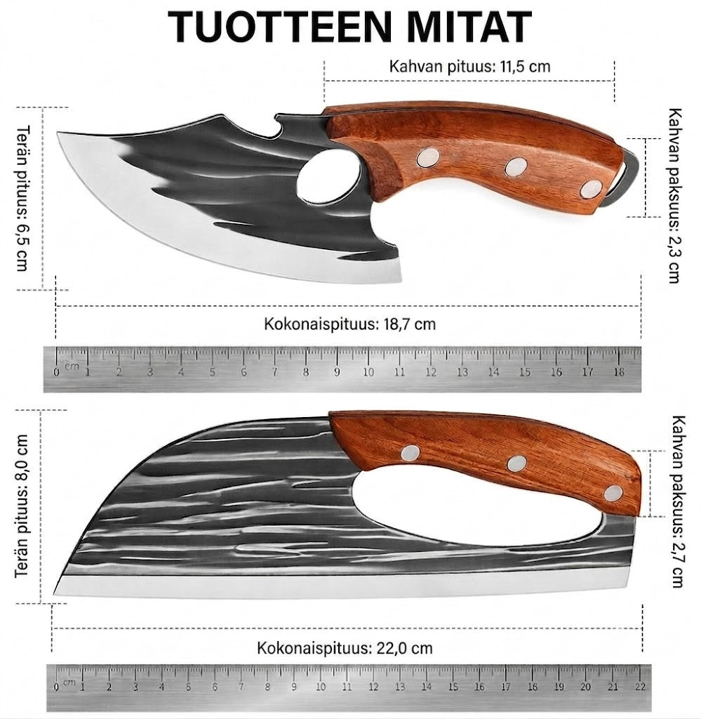 đȘ Premium-lihaveitsisetti (2 kpl) â ĂĂ€rimmĂ€istĂ€ terĂ€vyyttĂ€ grillaukseen, BBQ:hun ja ruoanlaittoon