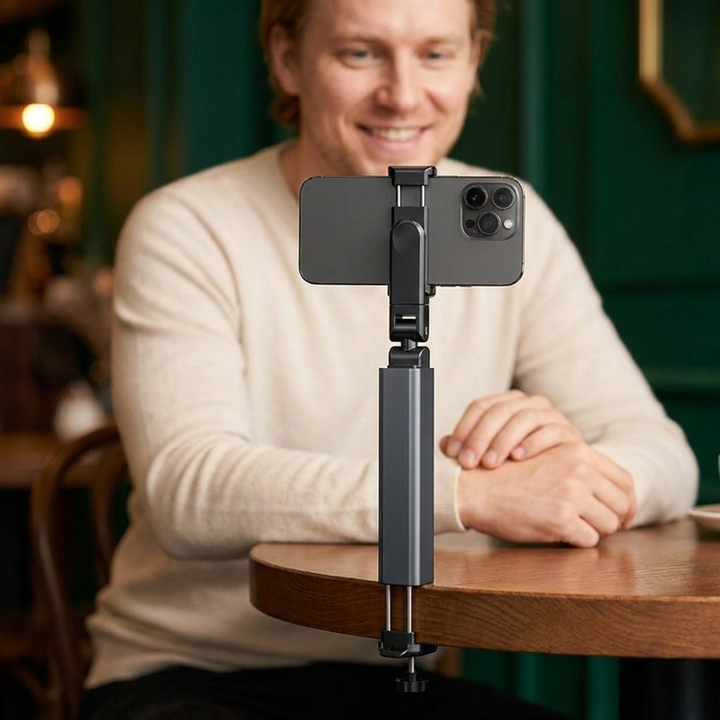 Kannettava puhelinteline – Kokoonmenevä ja säädettävä teline matkoille