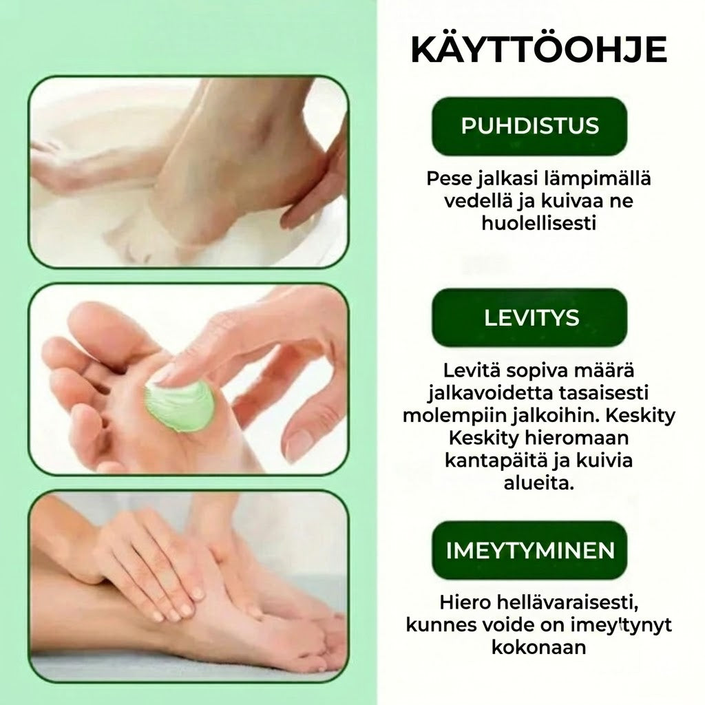 Kosteuttava jalkavoide teepuuöljyllä ja aloe veralla - Kuiville jaloille