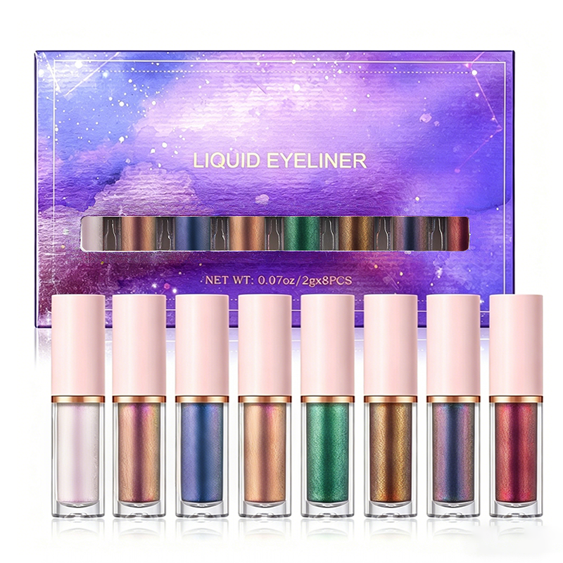 ✨ 8-osainen nestemäinen glitter-silmänrajauskynäsetti