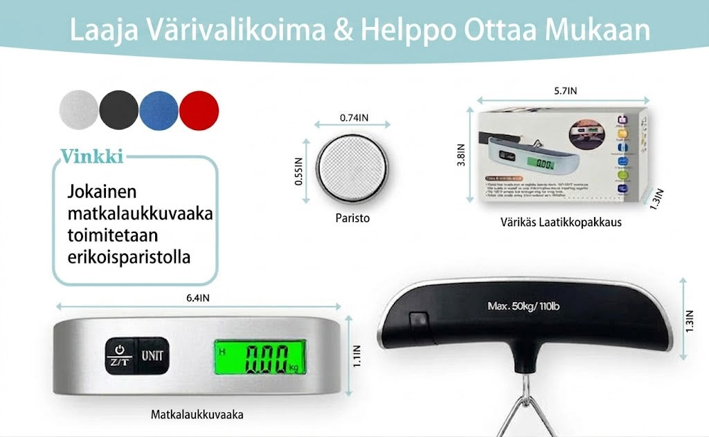 Kannettava matkalaukkuvaaka LCD-näytöllä