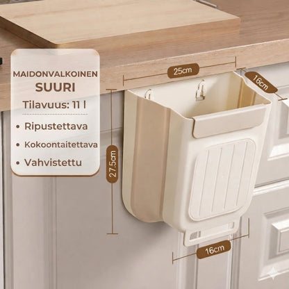 Tilaa säästävä kokoontaitettava roskakori