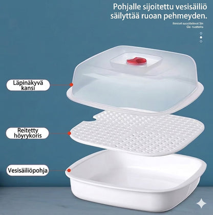 Monitoiminen mikroaaltouunihöyrykeitin - Lämpimänäpitotoiminnolla - Terveellistä ruoanlaittoa & höyrytystä