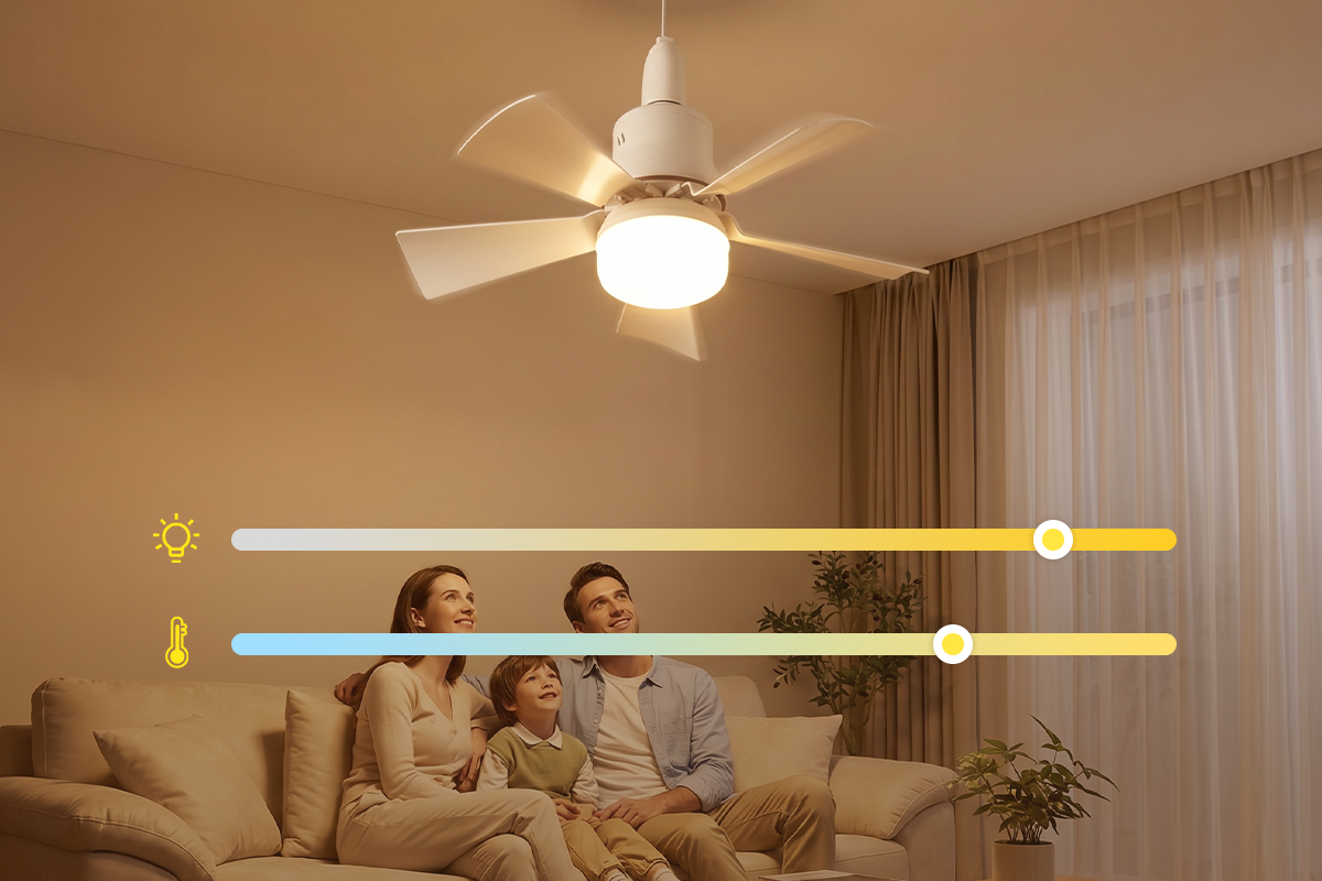 2-in-1-kattotuuletin LED-valaistuksella - Kaukosäädin sisältyy