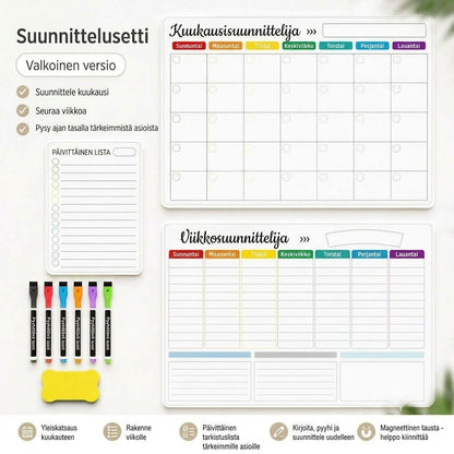 Magneettinen perhekalenteri – Kuukausi-, viikko- ja päiväsuunnitelma