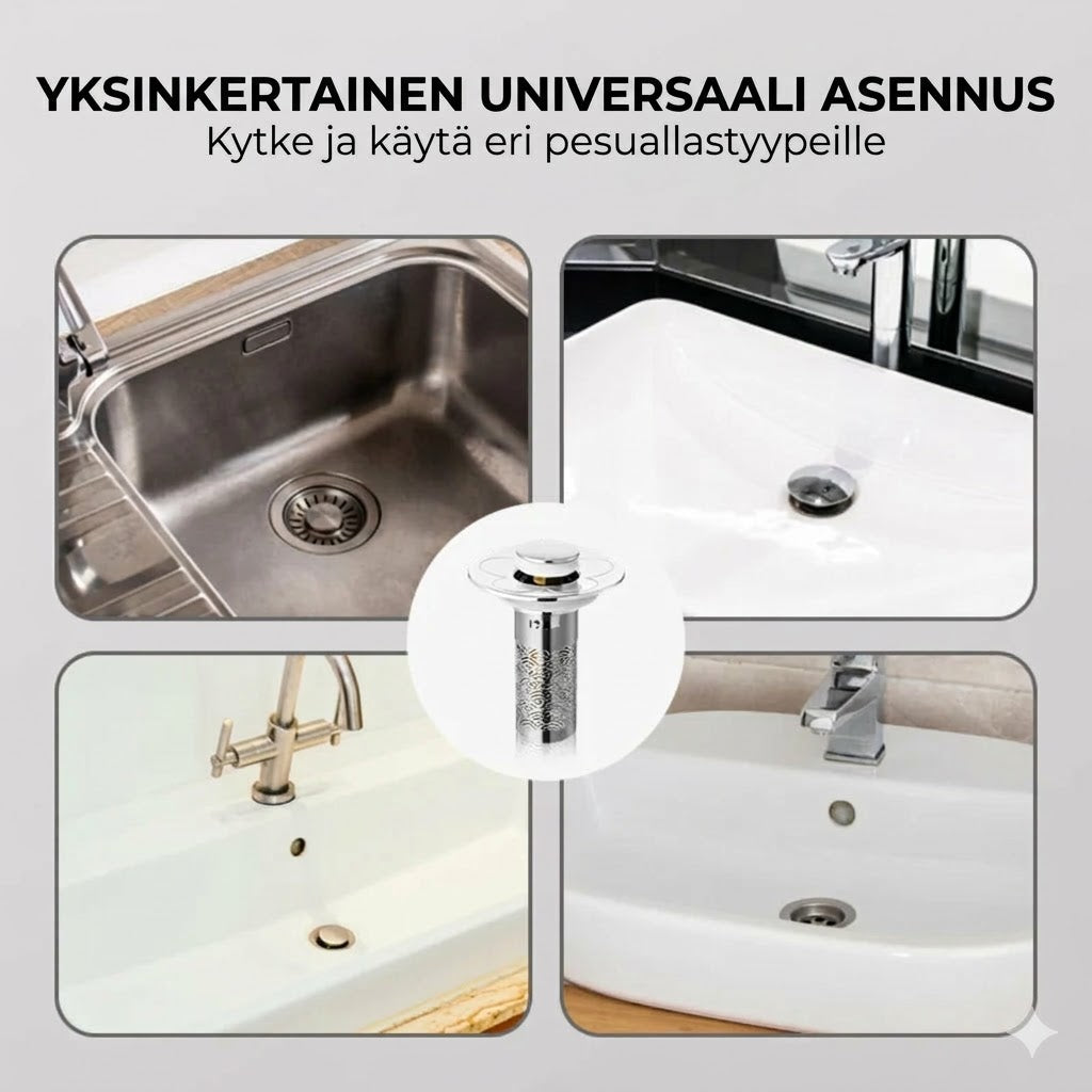 Universaali pop-up-pesualtaan tulppa