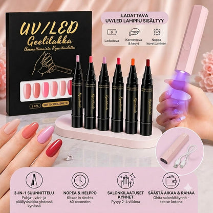 SalonPen – 3-in-1 kynsilakkakynä (UV-lampulla) – 6 kpl pakkaus