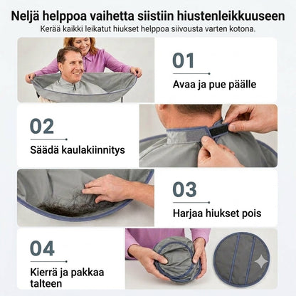 Vedenpitävä hiustenleikkausviitta kerääjällä – Kokoontaitettava sateenvarjoviitta kotiparturointiin