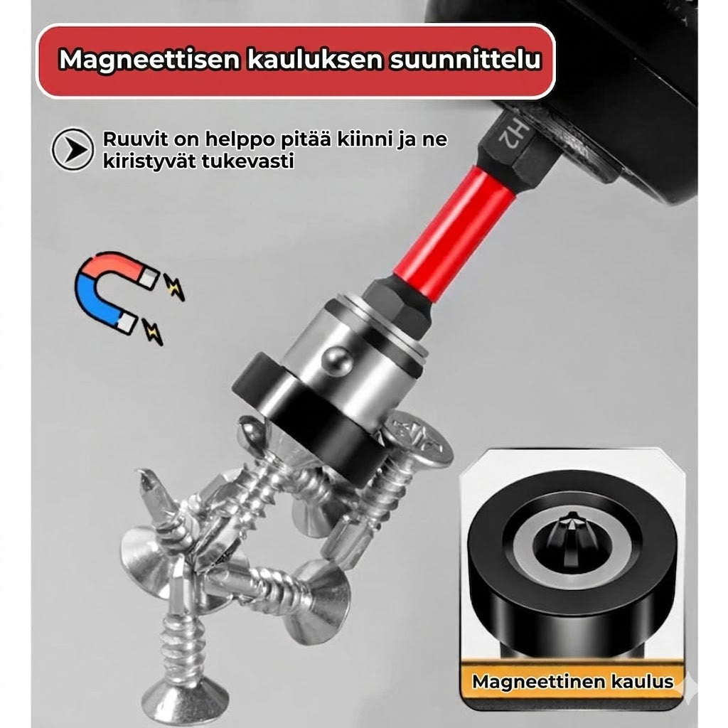 Magneettiset S2-teräksiset ruuvauskärjet syvyydenrajoittimella