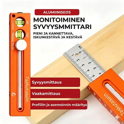Monitoiminen syvyysmittari vesivaa'alla - Mittaustyökalu puutöihin ja DIY-projekteihin