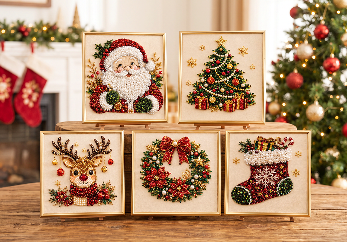 🔥 50 % ALENNUS – RAJOITETTU AIKA! 🎨💎 Rentouttava DIY Jouluaiheinen timanttimaalaussarja – Helppo aloittelijoille 🎄