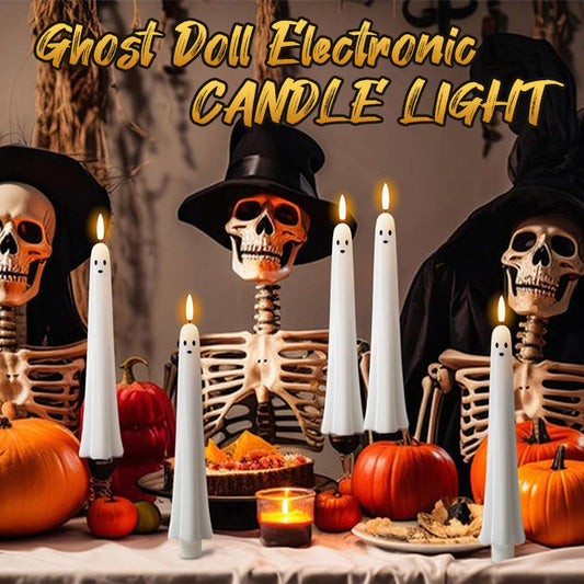 🎃👻 Kaukosäädettävät haamu-LED-kynttilät 3D-liekkisydämellä 🕯️💡 1 setti (2 kpl)