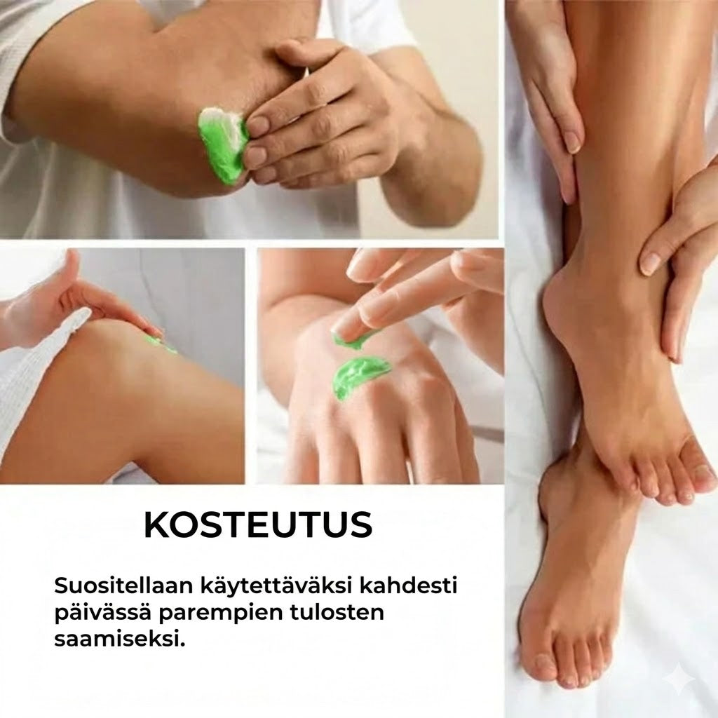 Kosteuttava jalkavoide teepuuöljyllä ja aloe veralla - Kuiville jaloille