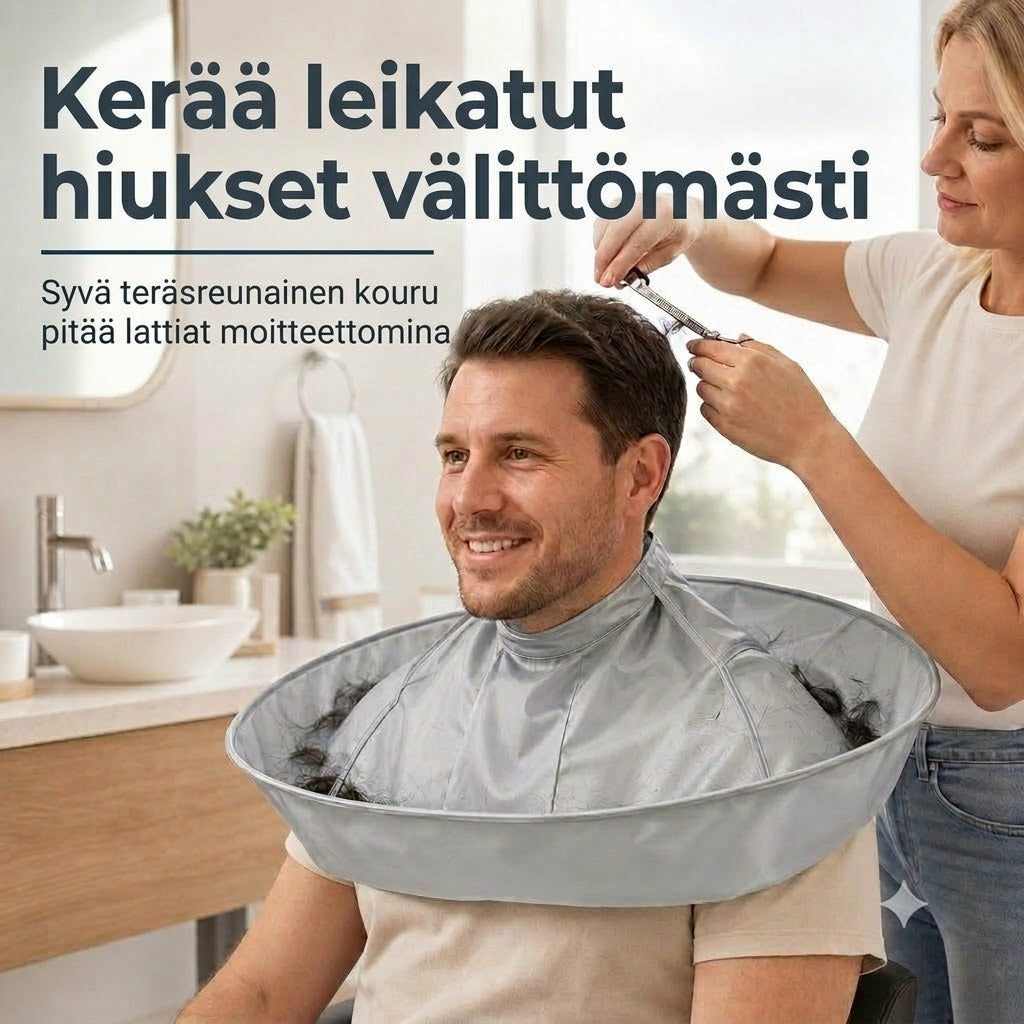 Vedenpitävä hiustenleikkausviitta kerääjällä – Kokoontaitettava sateenvarjoviitta kotiparturointiin