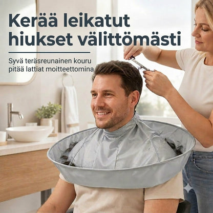 Vedenpitävä hiustenleikkausviitta kerääjällä – Kokoontaitettava sateenvarjoviitta kotiparturointiin