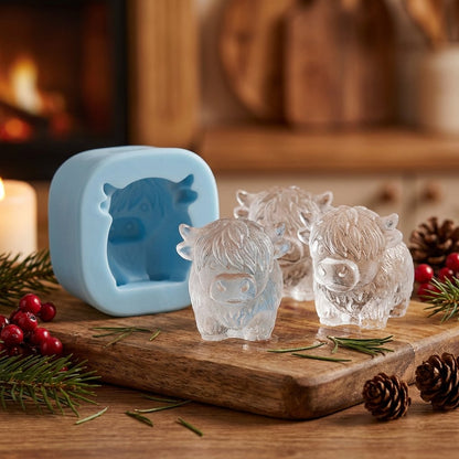 🐮 Mini ylämaankarja -jääpalamuotti – 3D-silikonia jääpaloille