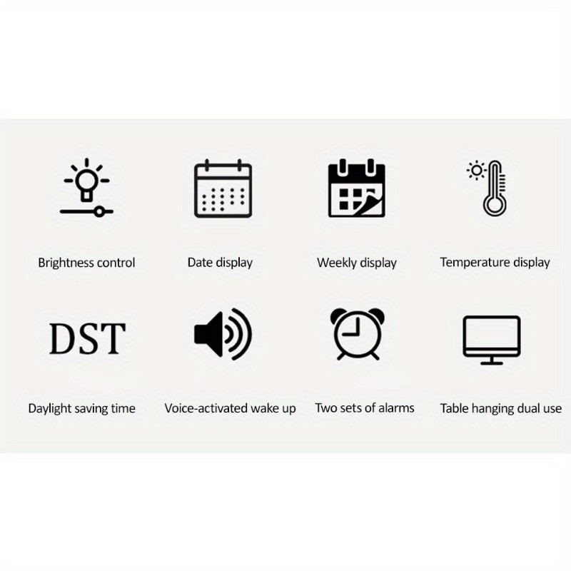 Suuri digitaalinen seinäkello LED-näytöllä – Moderni elektroninen kello päivämäärällä ja lämpötilalla