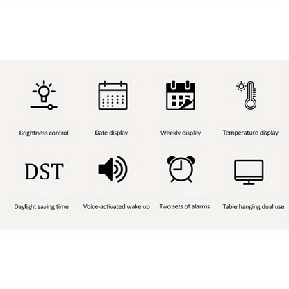 Suuri digitaalinen seinäkello LED-näytöllä – Moderni elektroninen kello päivämäärällä ja lämpötilalla
