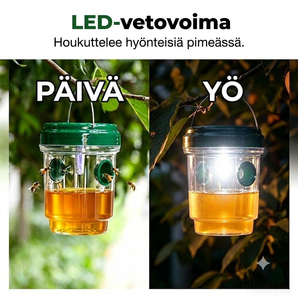 Aurinkokäyttöinen ripustettava ampiaisloukku & kärpässaalis