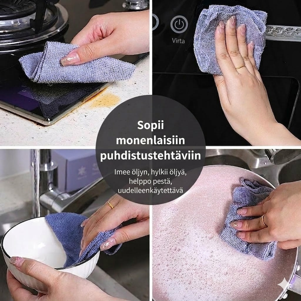 Uudelleenkäytettävä puhdistusliina