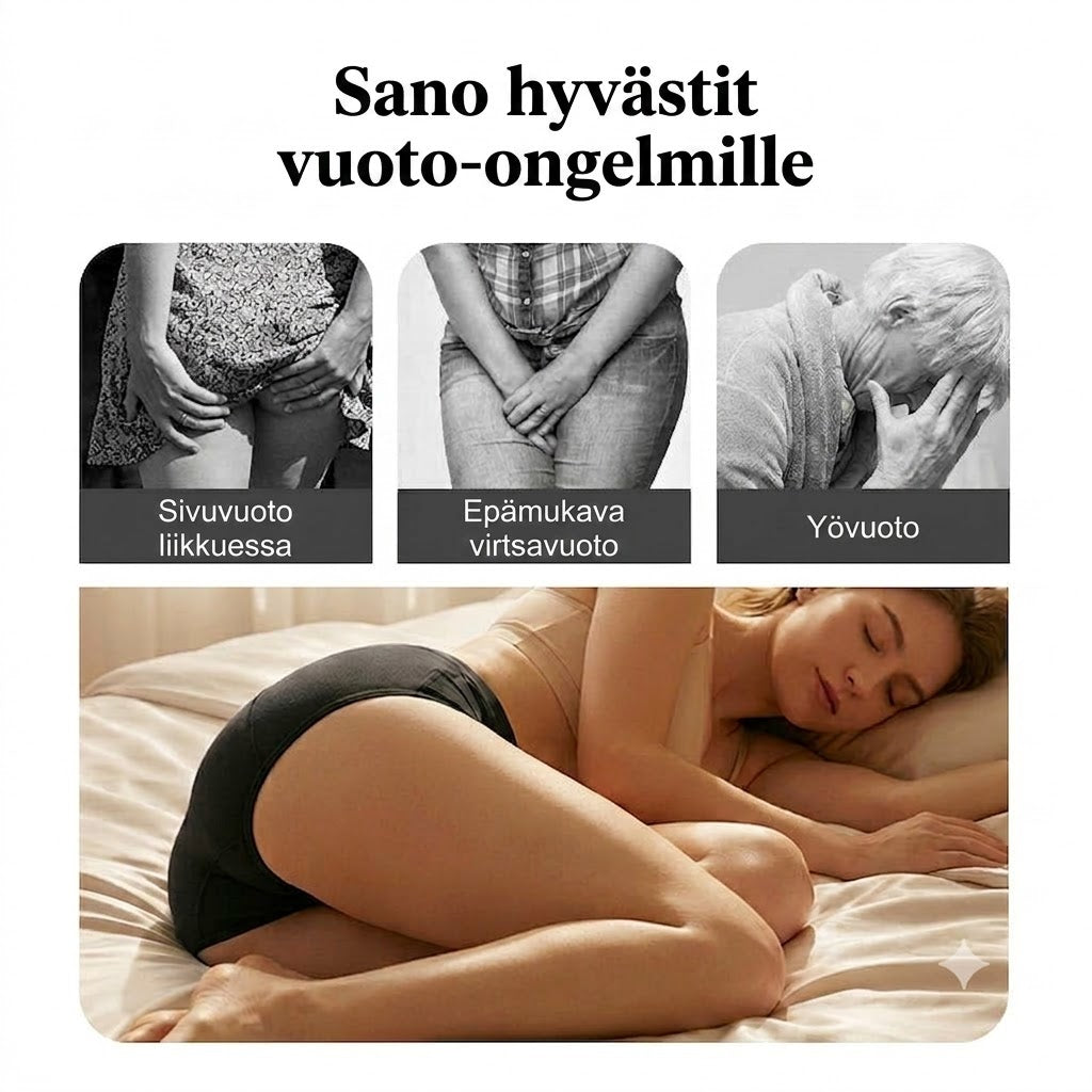 Korkeavyötäröiset vuotamattomat kuukautisalushousut etu- ja takasuojalla – Tehokas suoja sivuvuotoja vastaan