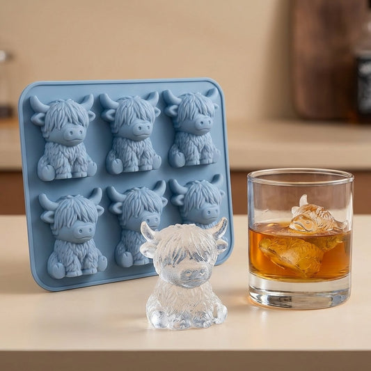 🐮 Mini ylämaankarja -jääpalamuotti – 3D-silikonia jääpaloille