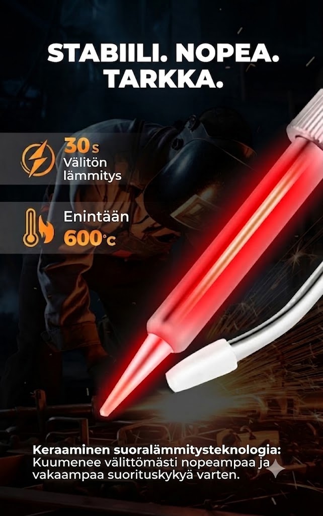 ⚒️ Tehokas 80W juotoskolvisarja – 12-osainen