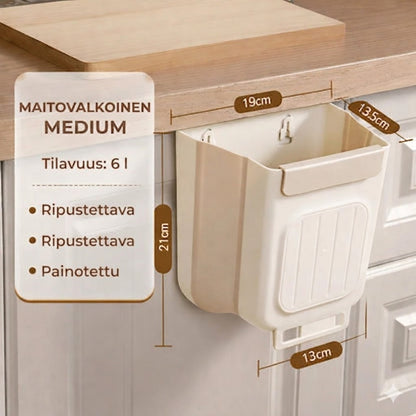 Tilaa säästävä kokoontaitettava roskakori