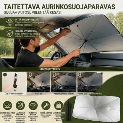 Taitettava tuulilasin aurinkosuoja – Tehokas UV-suoja ja aurinkosuojaus autolle 🚗☂️