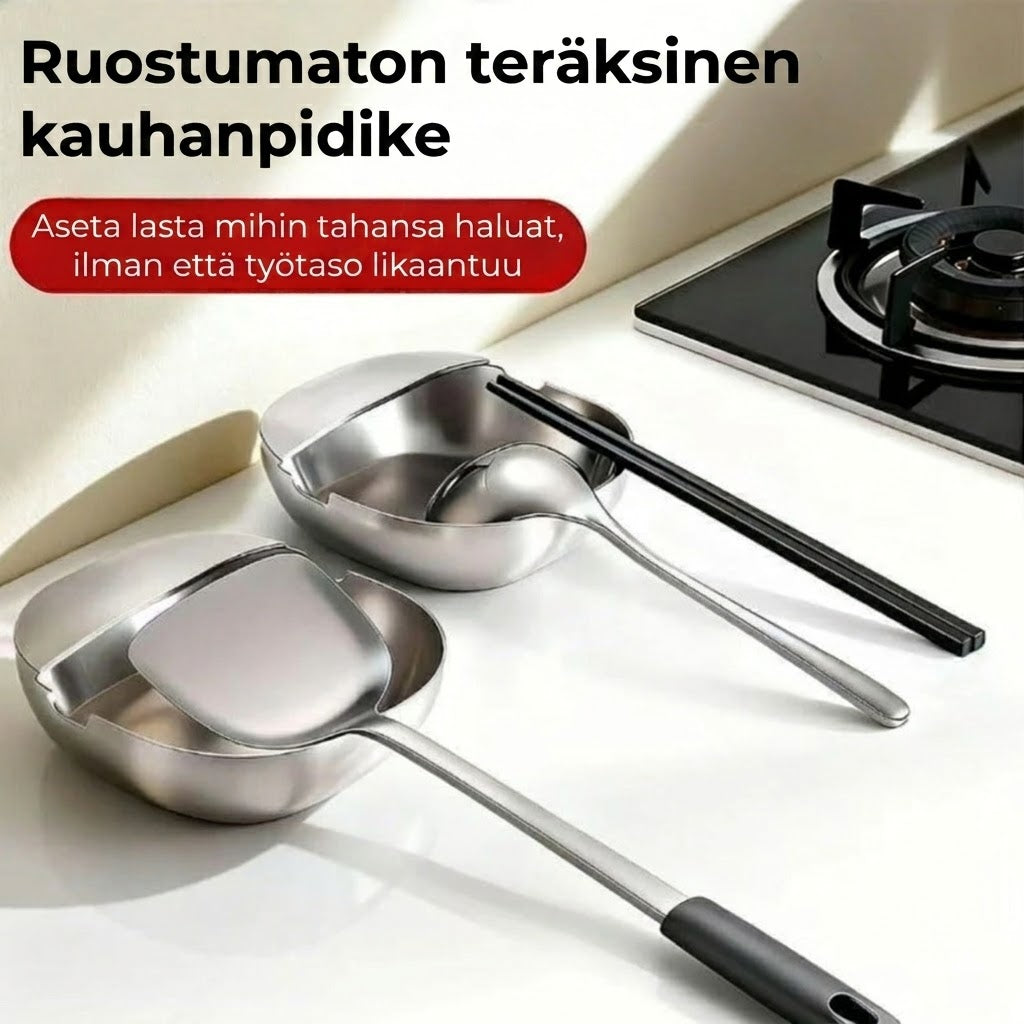 Ylellinen ruostumattomasta teräksestä valmistettu lusikkateline keittiön työtasolle – Korkealaatuinen kauhanpidike