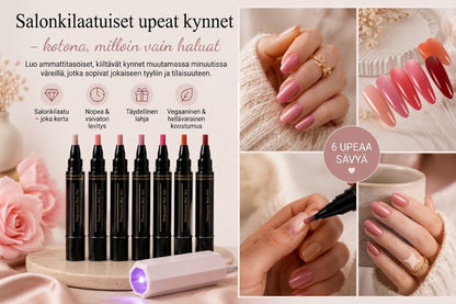 SalonPen – 3-in-1 kynsilakkakynä (UV-lampulla) – 6 kpl pakkaus