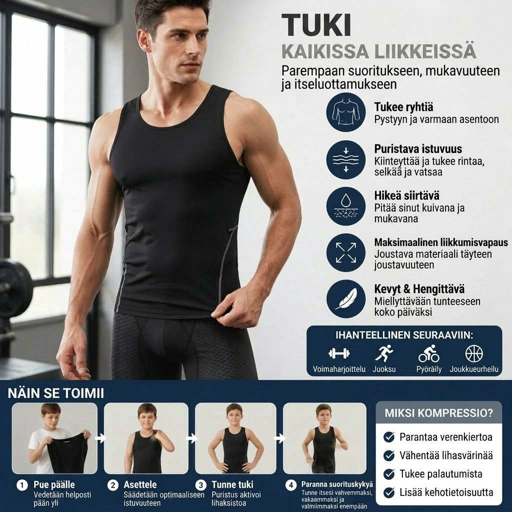 🔥 Rajoitettu aika: 50 % alennus❗️❗️ Miesten kompressioliivi / aluspaita – Täydellinen treeniin ja kuntoiluun