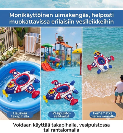 Lentokoneen muotoinen puhallettava uimarengas lapsille