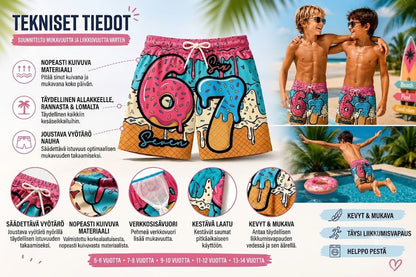 🍦Jäätelö- ja donitsikuvioiset shortsit / Shortsit jäätelö- ja donitsikuosilla🍩