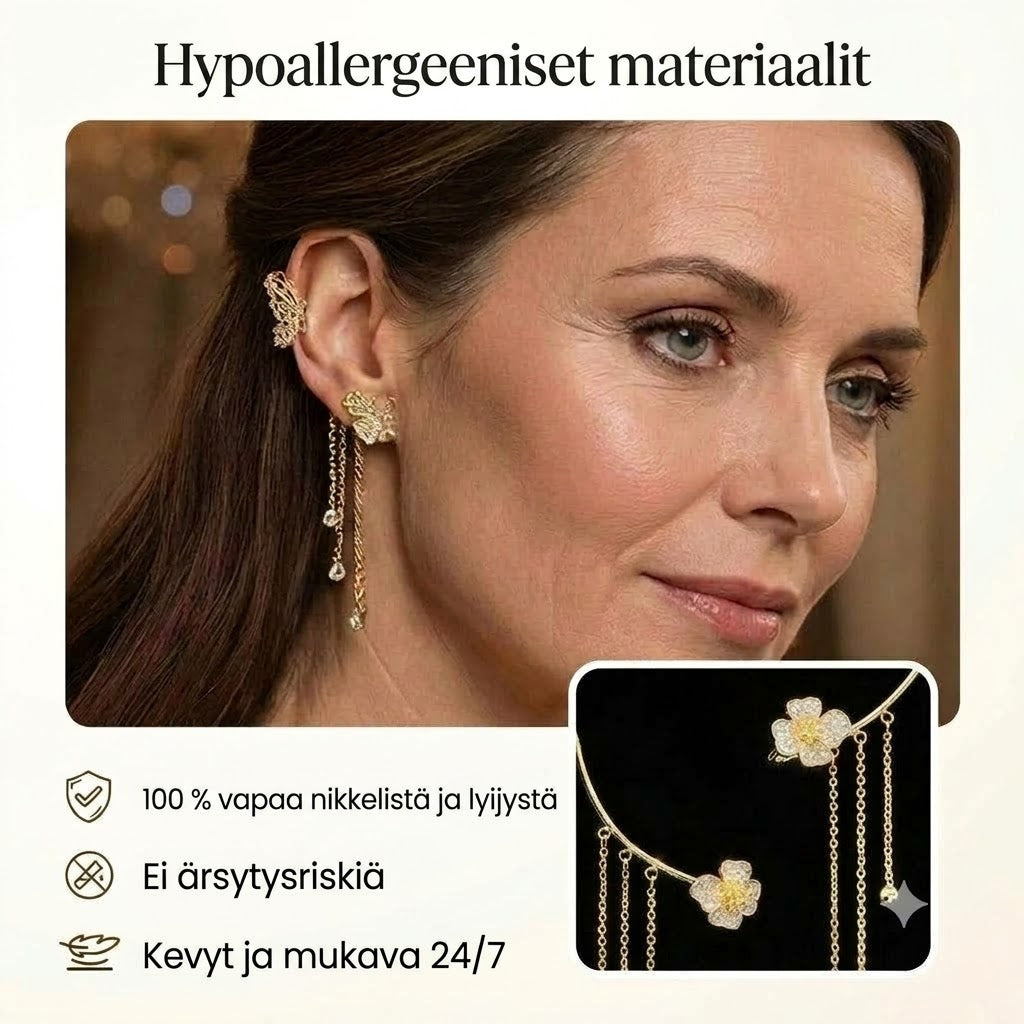 Yksinkertaiset klipsikorvakorut perhos-, kukka- ja hapsukoristeilla – Tyylikkäät, mukavat eikä vaadi reikiä korviin