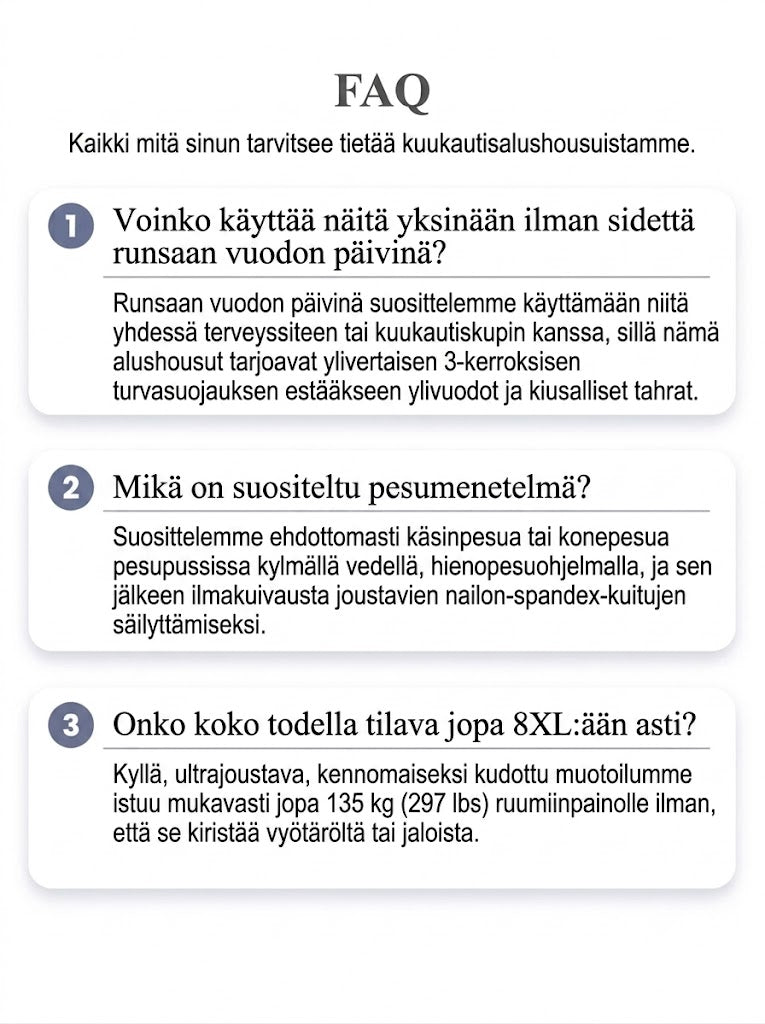 Korkeavyötäröiset vuotamattomat kuukautisalushousut etu- ja takasuojalla – Tehokas suoja sivuvuotoja vastaan