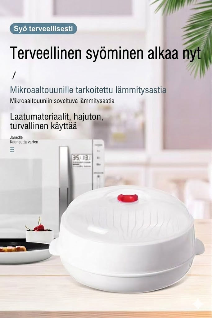 Monitoiminen mikroaaltouunihöyrykeitin - Lämpimänäpitotoiminnolla - Terveellistä ruoanlaittoa & höyrytystä