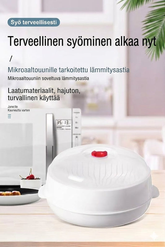 Monitoiminen mikroaaltouunihöyrykeitin - Lämpimänäpitotoiminnolla - Terveellistä ruoanlaittoa & höyrytystä
