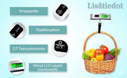 Kannettava matkalaukkuvaaka LCD-näytöllä