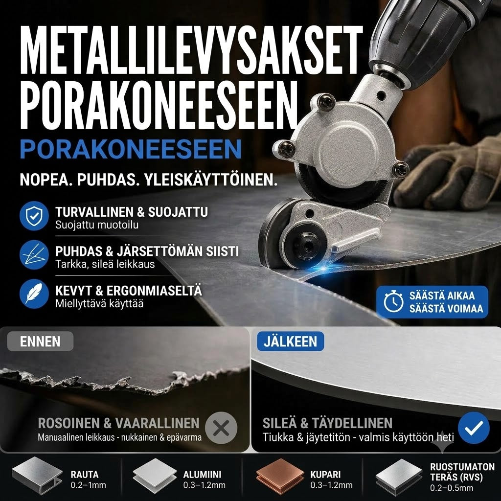 Porakoneen levyleikkurilisäosa – Sähköiset peltisakset ja levyleikkuri