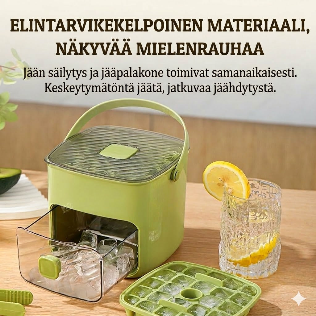 Silikoninen jääpalamuotti kannella – Painonapillinen jääpalamuki kantokahvalla