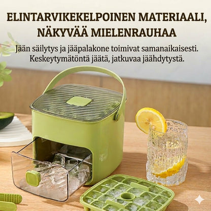 Silikoninen jääpalamuotti kannella – Painonapillinen jääpalamuki kantokahvalla