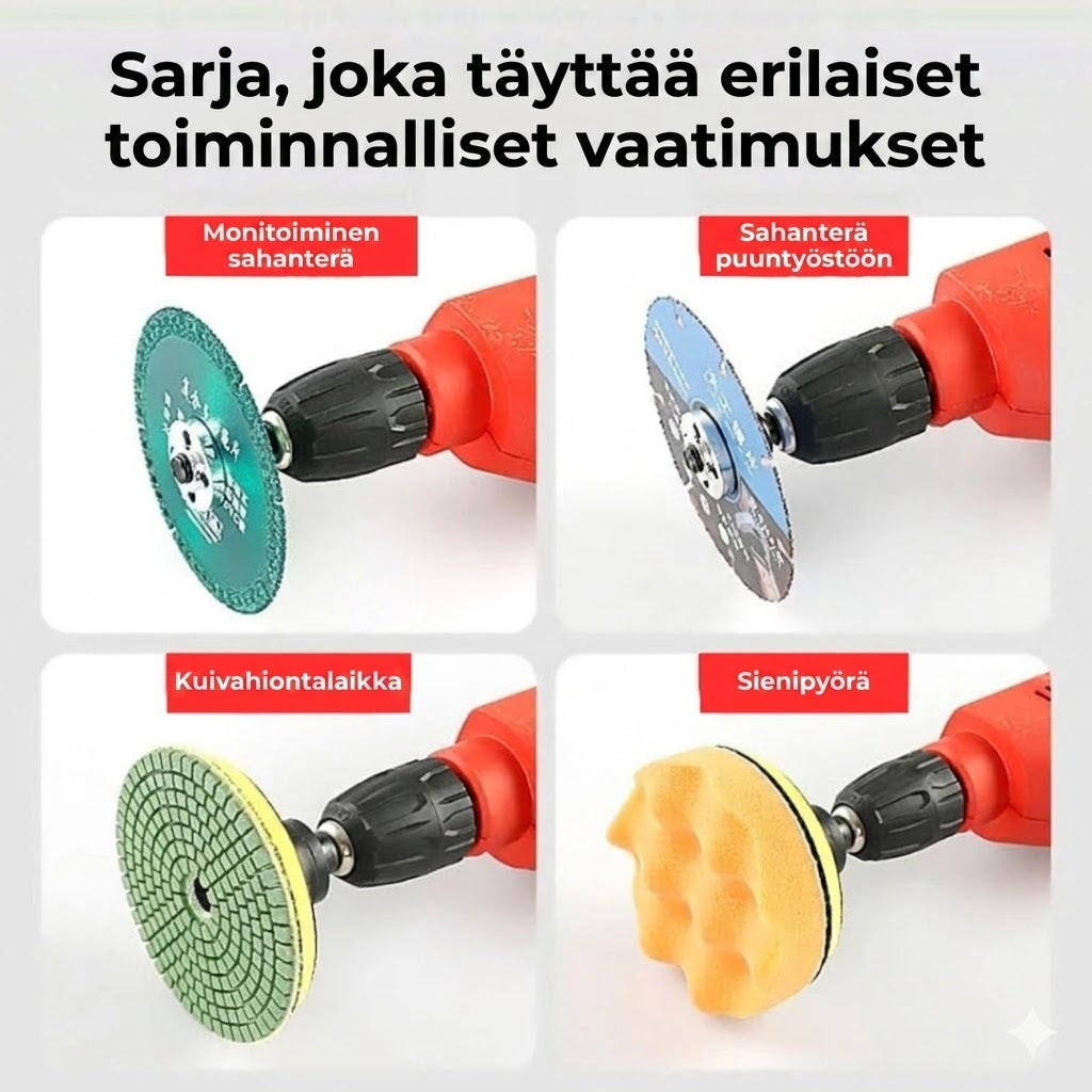 Adapterisetti - Porakoneesta hiomakoneeksi
