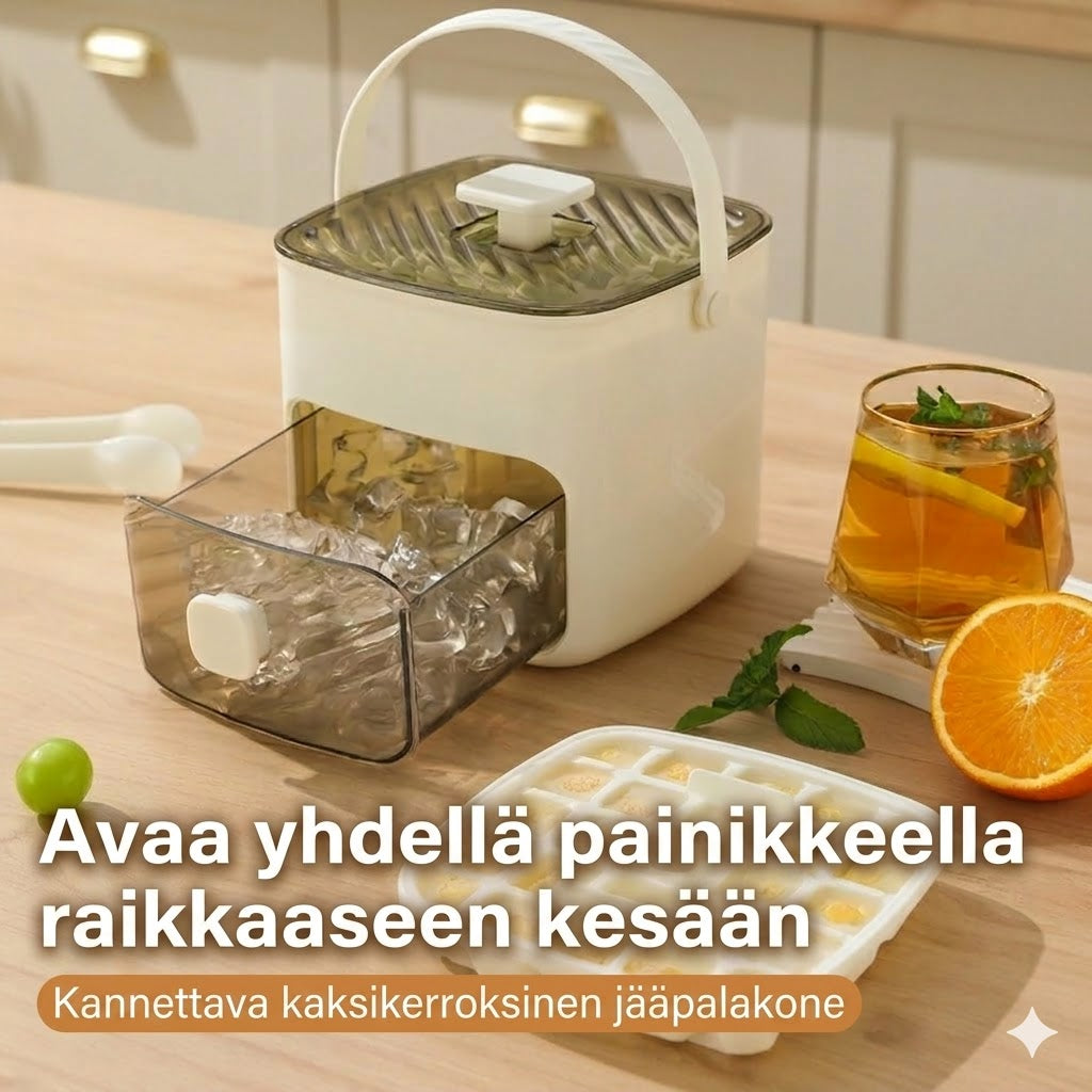 Silikoninen jääpalamuotti kannella – Painonapillinen jääpalamuki kantokahvalla