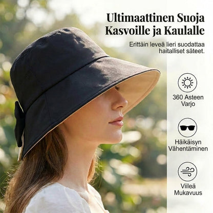 🎀 Naisten leveälierinen aurinkohattu rusetilla – Kokoontaitettava