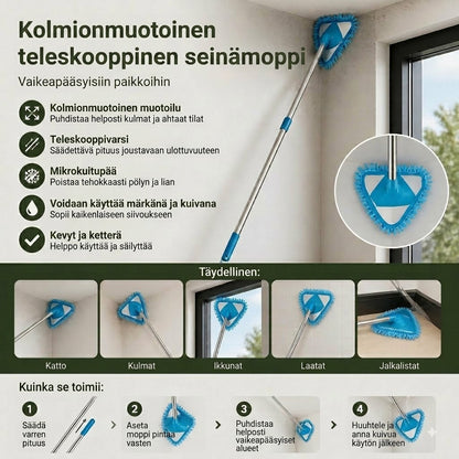 🔥 Rajoitettu aika: 50 % alennus❗️❗️ Kolmionmuotoinen teleskooppinen seinämoppi vaikeapääsyisiin kulmiin