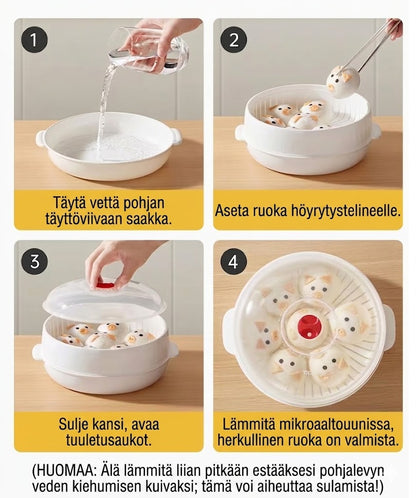 Monitoiminen mikroaaltouunihöyrykeitin - Lämpimänäpitotoiminnolla - Terveellistä ruoanlaittoa & höyrytystä