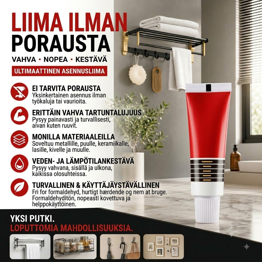 🔥📢 Rajoitettu tarjous: Osta 1 Saat 1 Ilmaiseksi! ✨ Naulaton liima – Vahva pito ilman porausta, ihanteellinen kaikkiin liimaustarpeisiisi! ✨