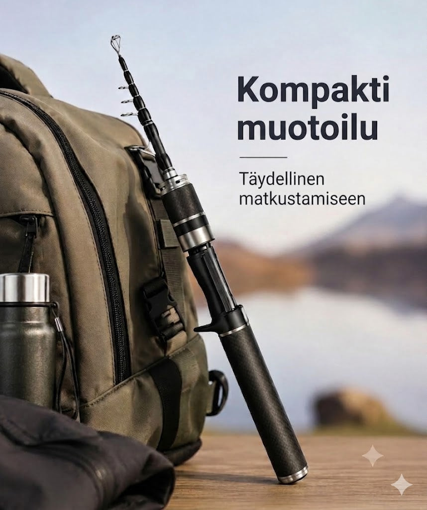 Hiilikuituinen taskukalastusvapa: Teleskooppinen virveli